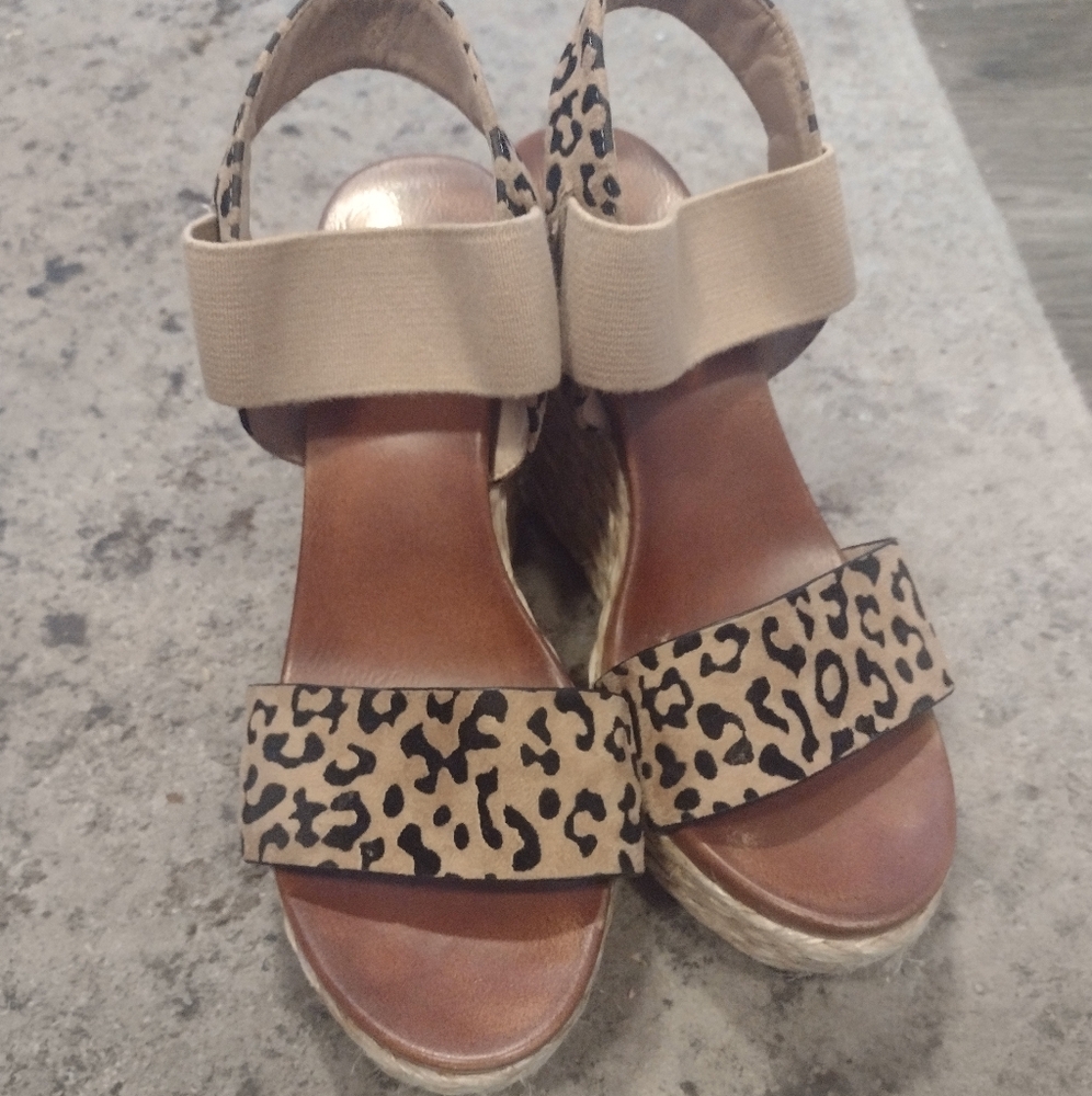 MIA Tan and Brown Espadrilles with Leopard Print